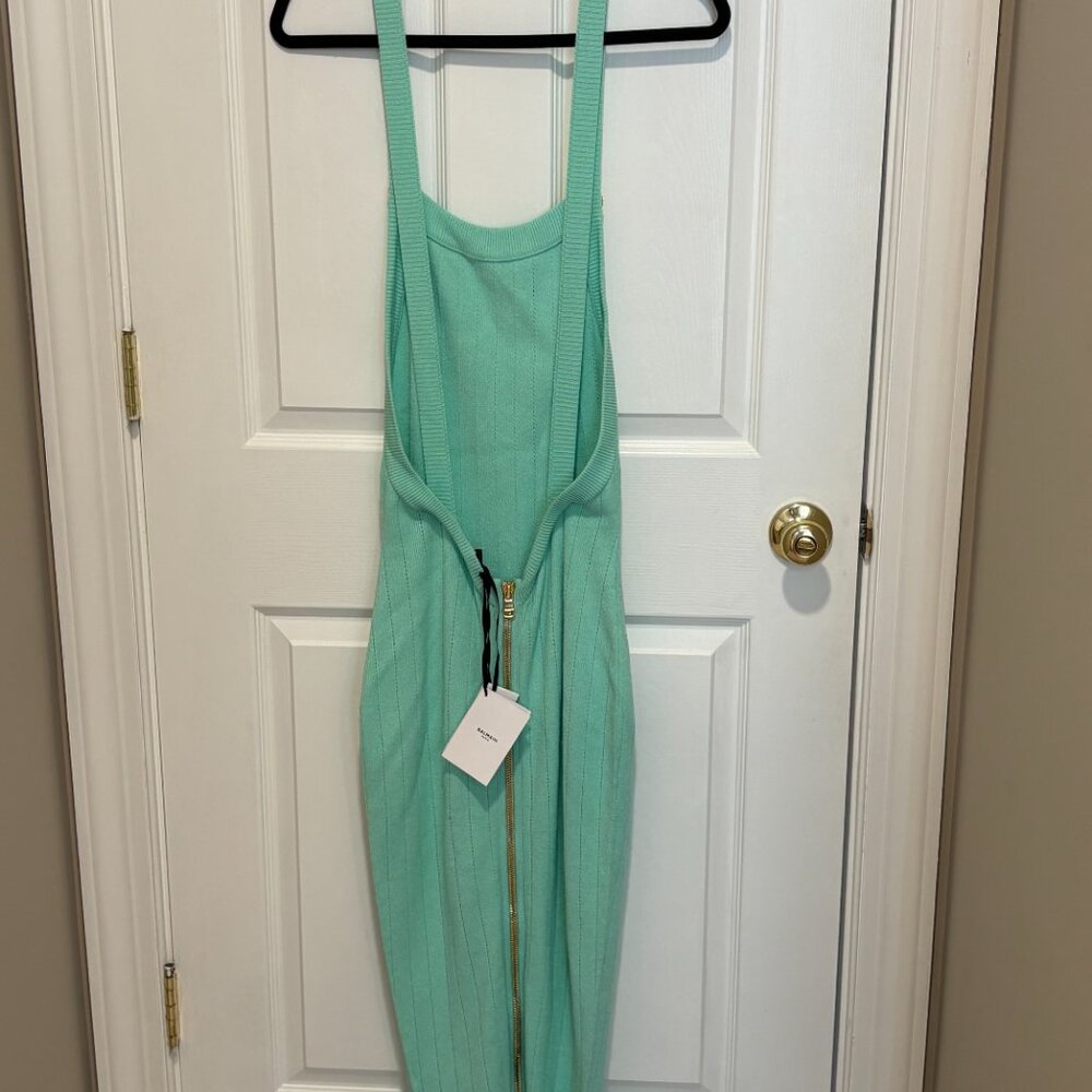 2-Button Backless Pointelle Rib Knit Midi Dress - Picture 5 of 5